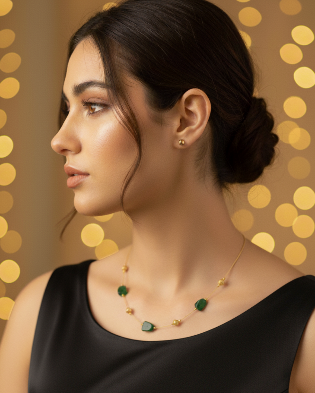 Forest Green Bead Choker Necklace