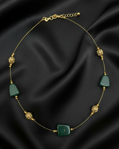 Forest Green Bead Choker Necklace