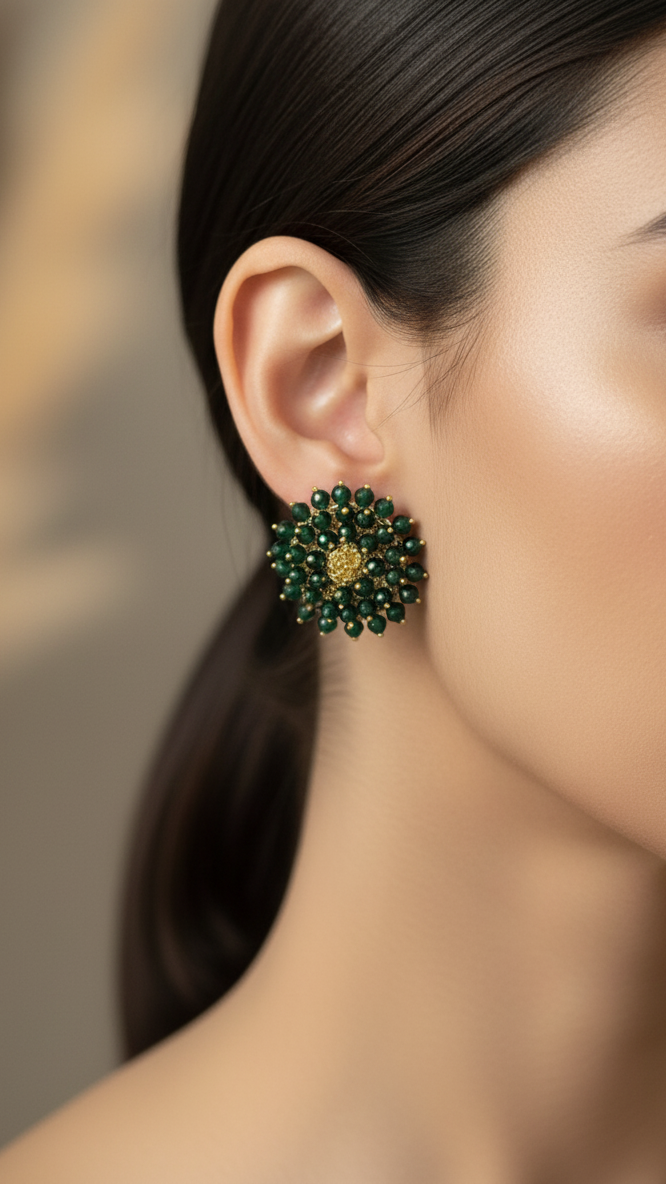 Emerald Green Cluster Studs