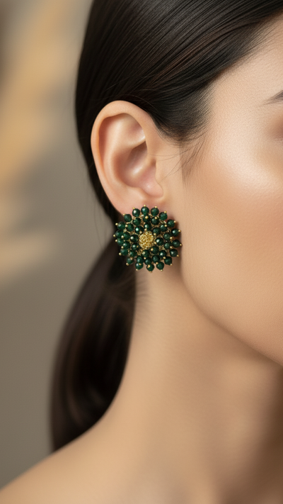 Emerald Green Cluster Studs