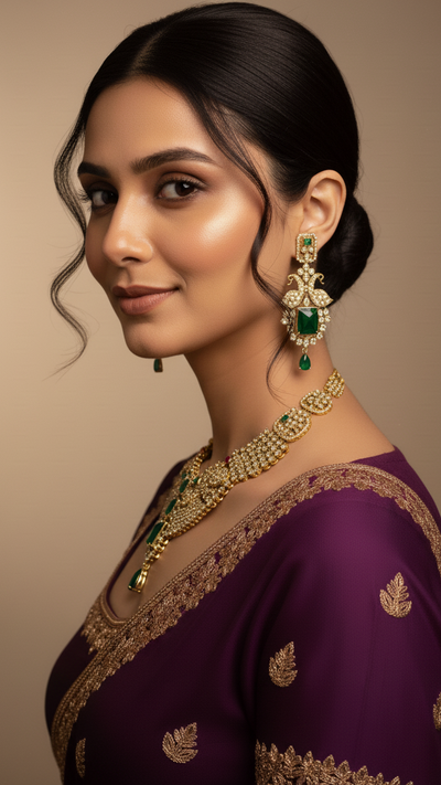 Grand Emerald Green & Polki Set