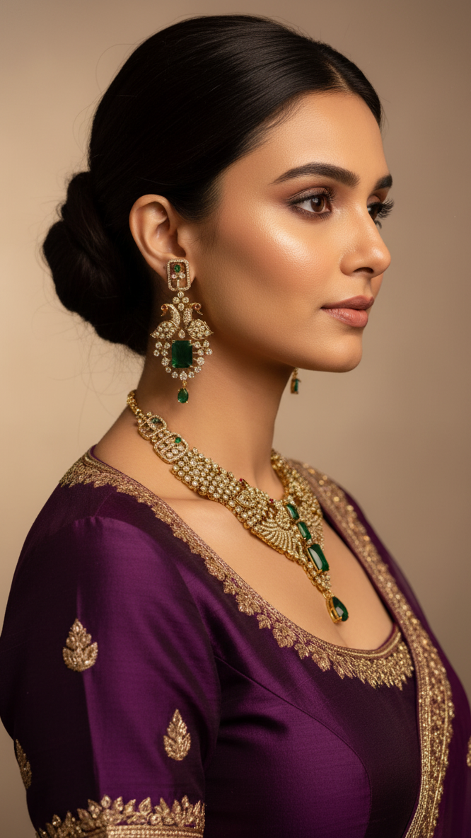 Grand Emerald Green & Polki Set