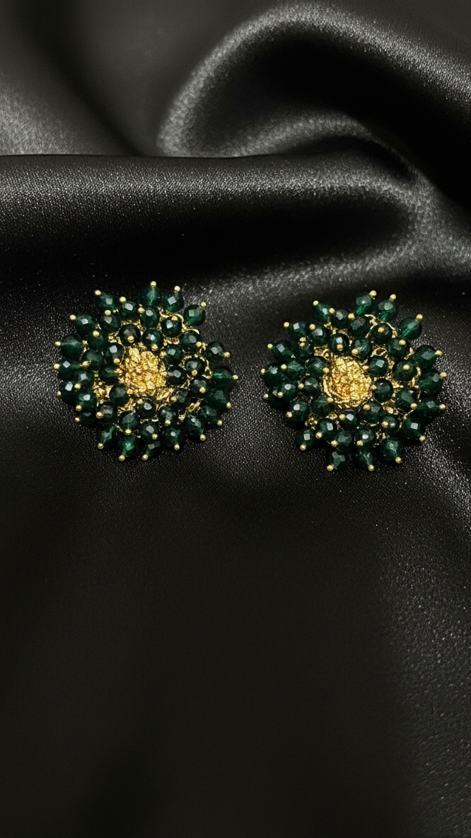 Emerald Green Cluster Studs